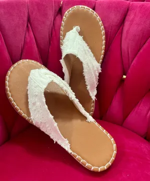 Straw Canvas Flip-Flops