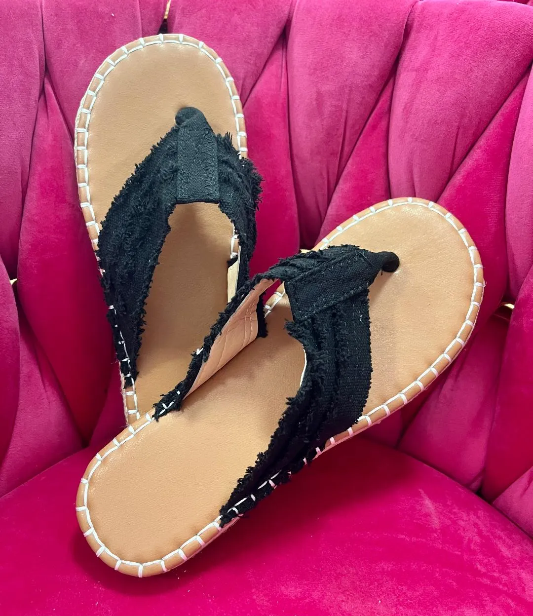Straw Canvas Flip-Flops
