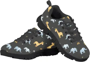 Stylish Breathable Tennis Sneakers Indoor Anti-Skid Shoes for Boys Girls Lightweight Cozy Rubber Sole Anti-Skid Shoes for Travel US Little Kid 11-13 Big Kid 1-5 Black Sole