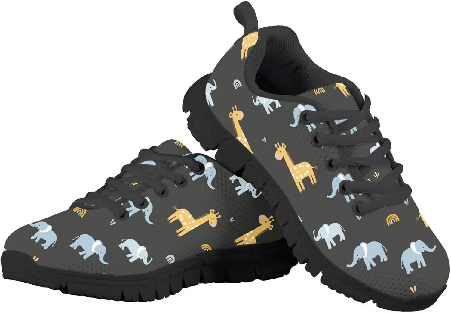 Stylish Breathable Tennis Sneakers Indoor Anti-Skid Shoes for Boys Girls Lightweight Cozy Rubber Sole Anti-Skid Shoes for Travel US Little Kid 11-13 Big Kid 1-5 Black Sole