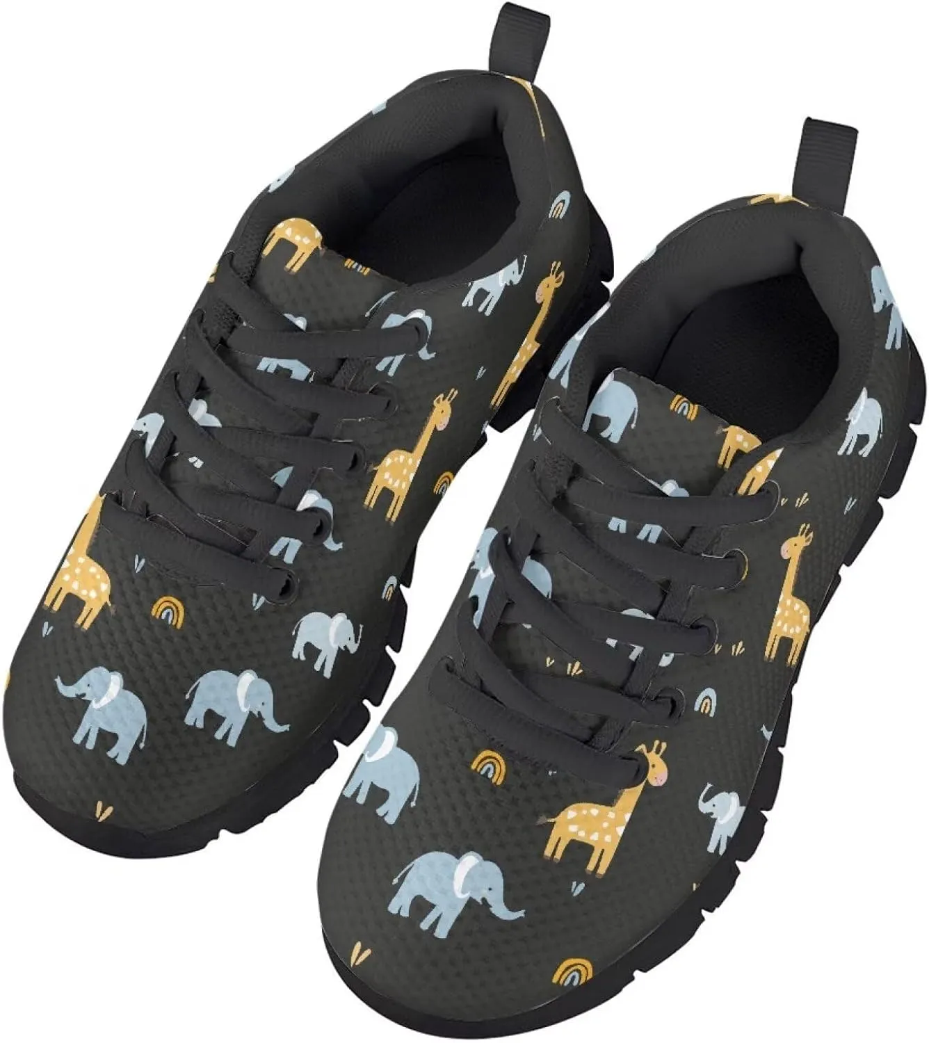 Stylish Breathable Tennis Sneakers Indoor Anti-Skid Shoes for Boys Girls Lightweight Cozy Rubber Sole Anti-Skid Shoes for Travel US Little Kid 11-13 Big Kid 1-5 Black Sole