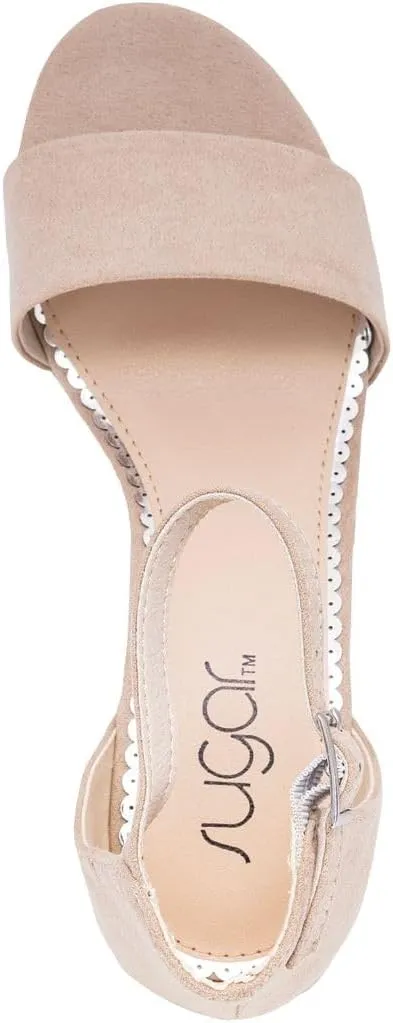 Sugar Women's Block Heel Sandals  Open Toe, Ankle Strap, Comfortable Dress Shoes for Weddings & Casual Wear