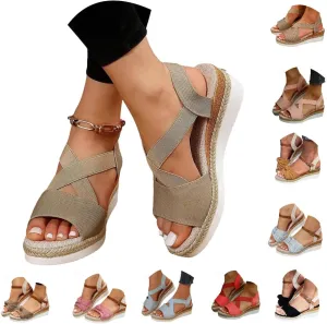 Summer Walking Ladies Sandals Beach Shoes For Women 2025 Closed Toe Espadrilles Dressy Comfortable Sandals Arch Support