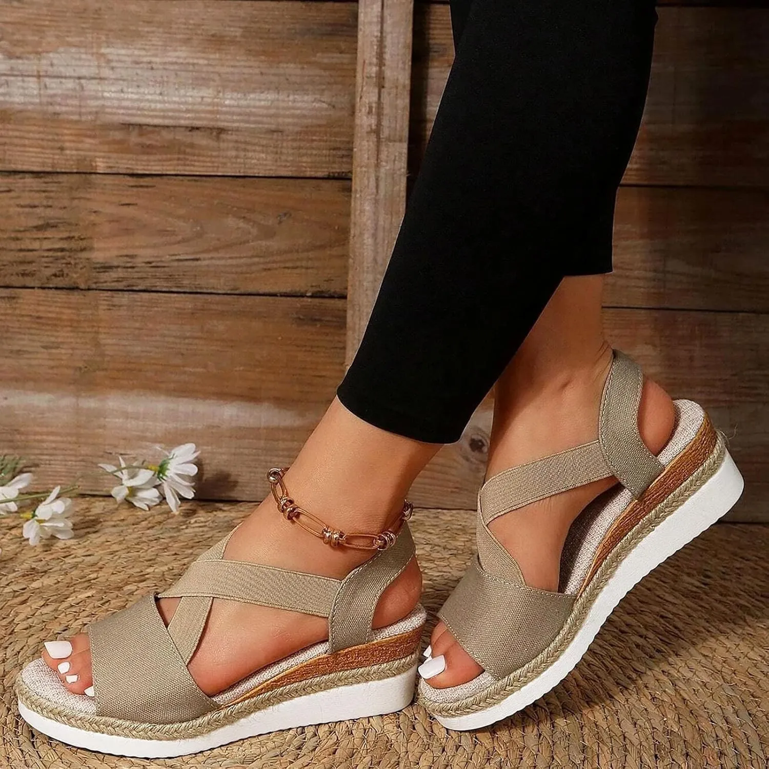 Summer Walking Ladies Sandals Beach Shoes For Women 2025 Closed Toe Espadrilles Dressy Comfortable Sandals Arch Support