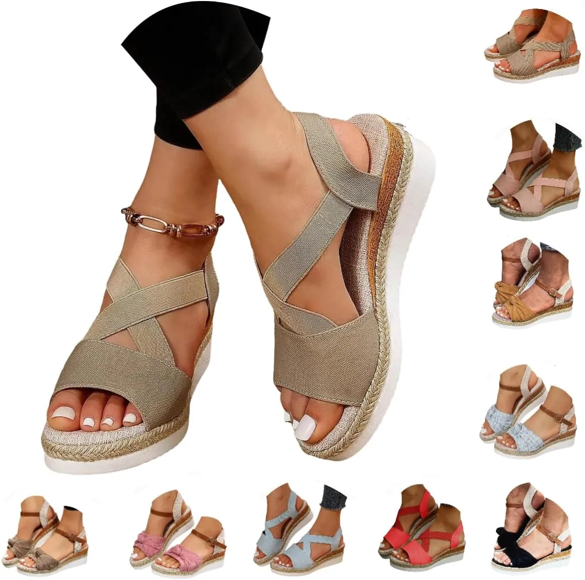 Summer Walking Ladies Sandals Beach Shoes For Women 2025 Closed Toe Espadrilles Dressy Comfortable Sandals Arch Support