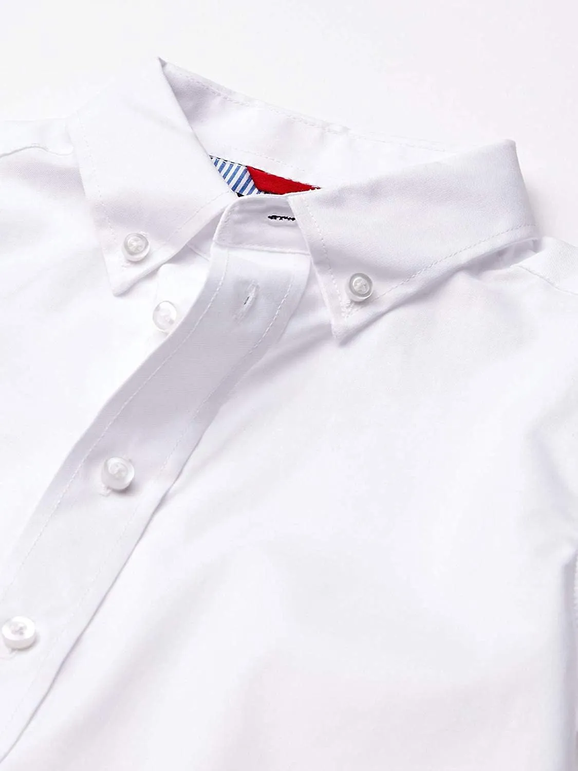 Tommy Hilfiger Girl's Short Sleeve Pinpoint Oxford Collar Shirt, Kids School Uniform Clothes