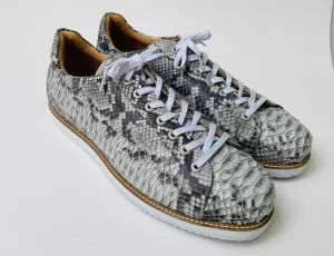 Tucci Di Lusso Mens Special Edition Natural Color Real Python Skin Leather Handmade Luxury Sneakers