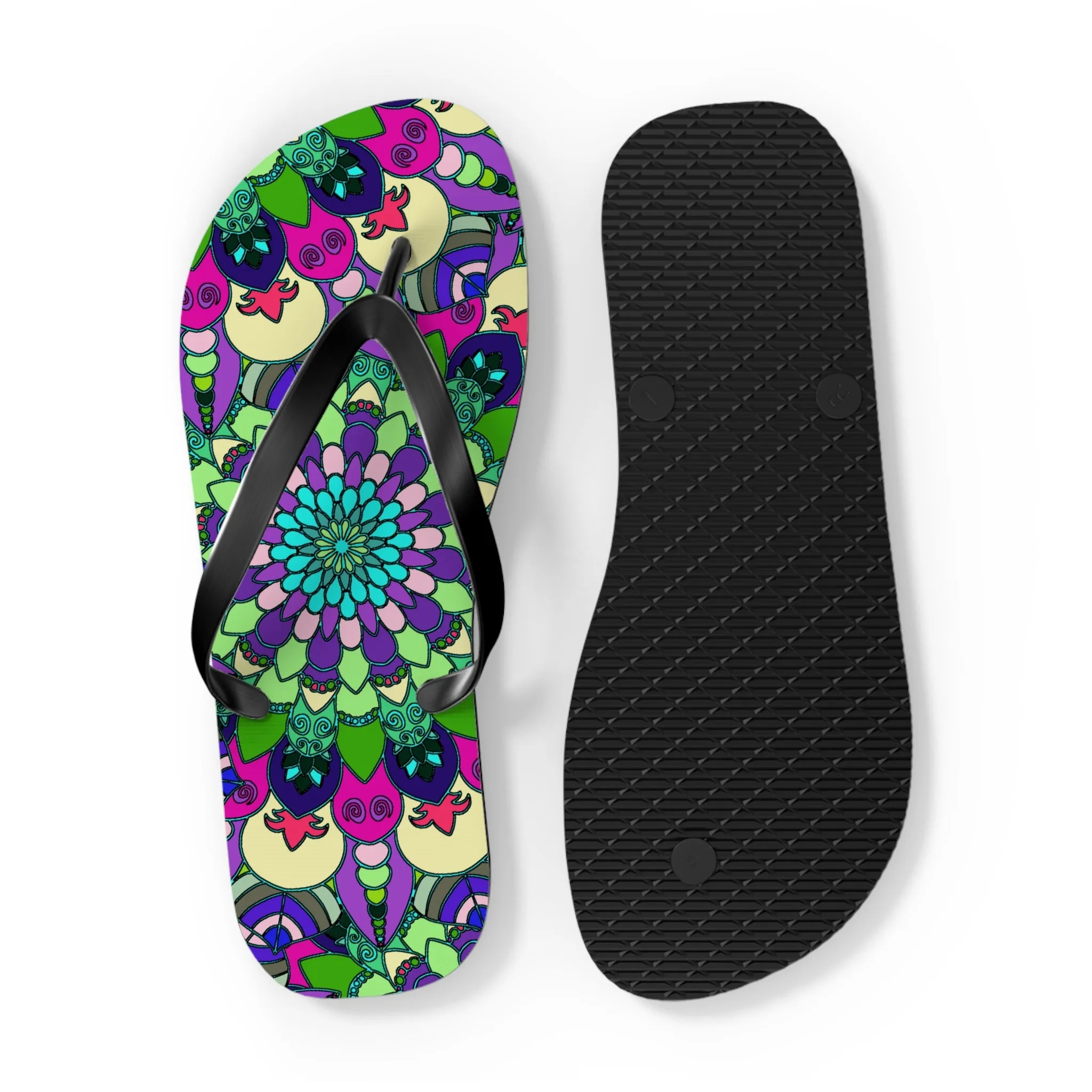 Vibrant Mandala Flip Flops - Colorful & Stylish