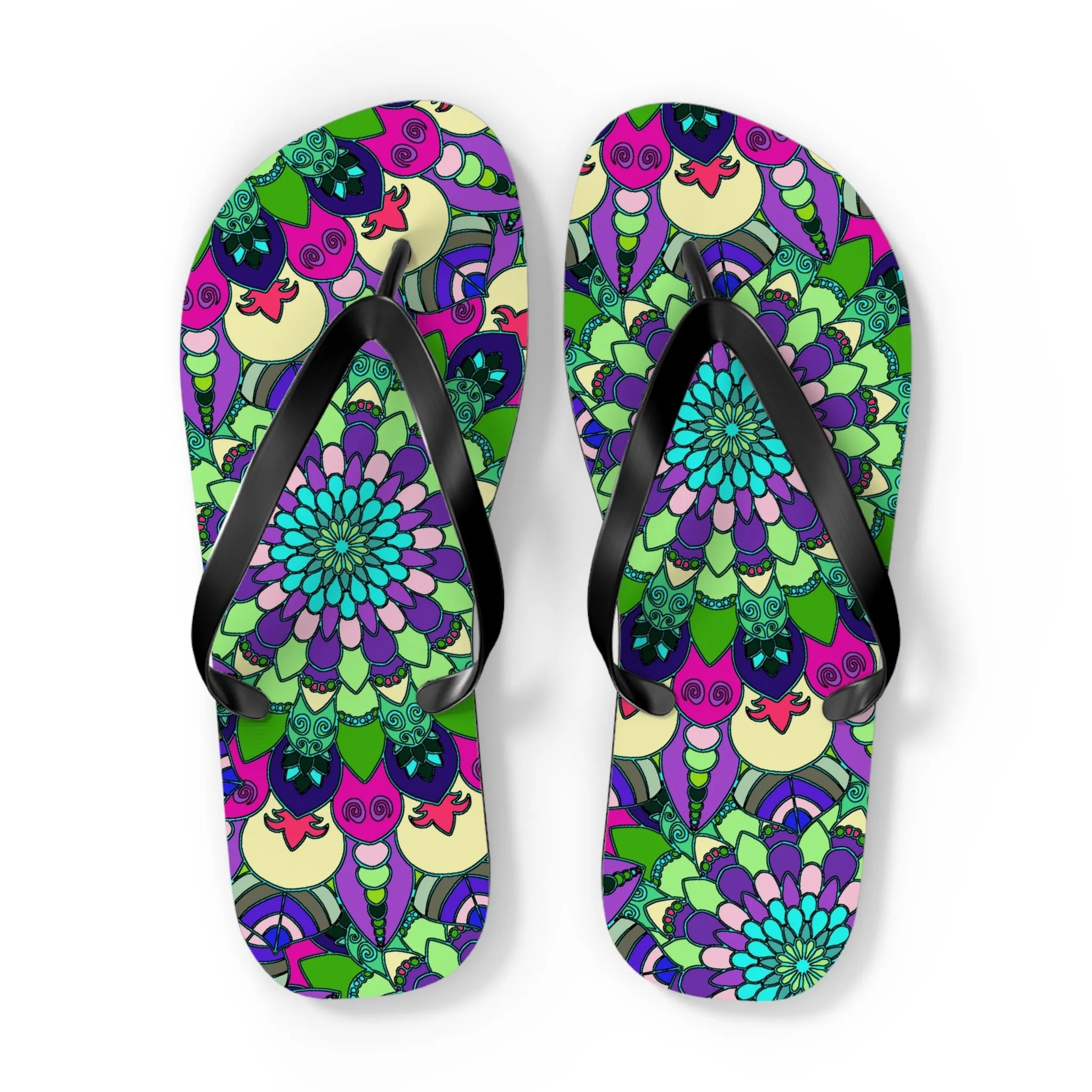 Vibrant Mandala Flip Flops - Colorful & Stylish