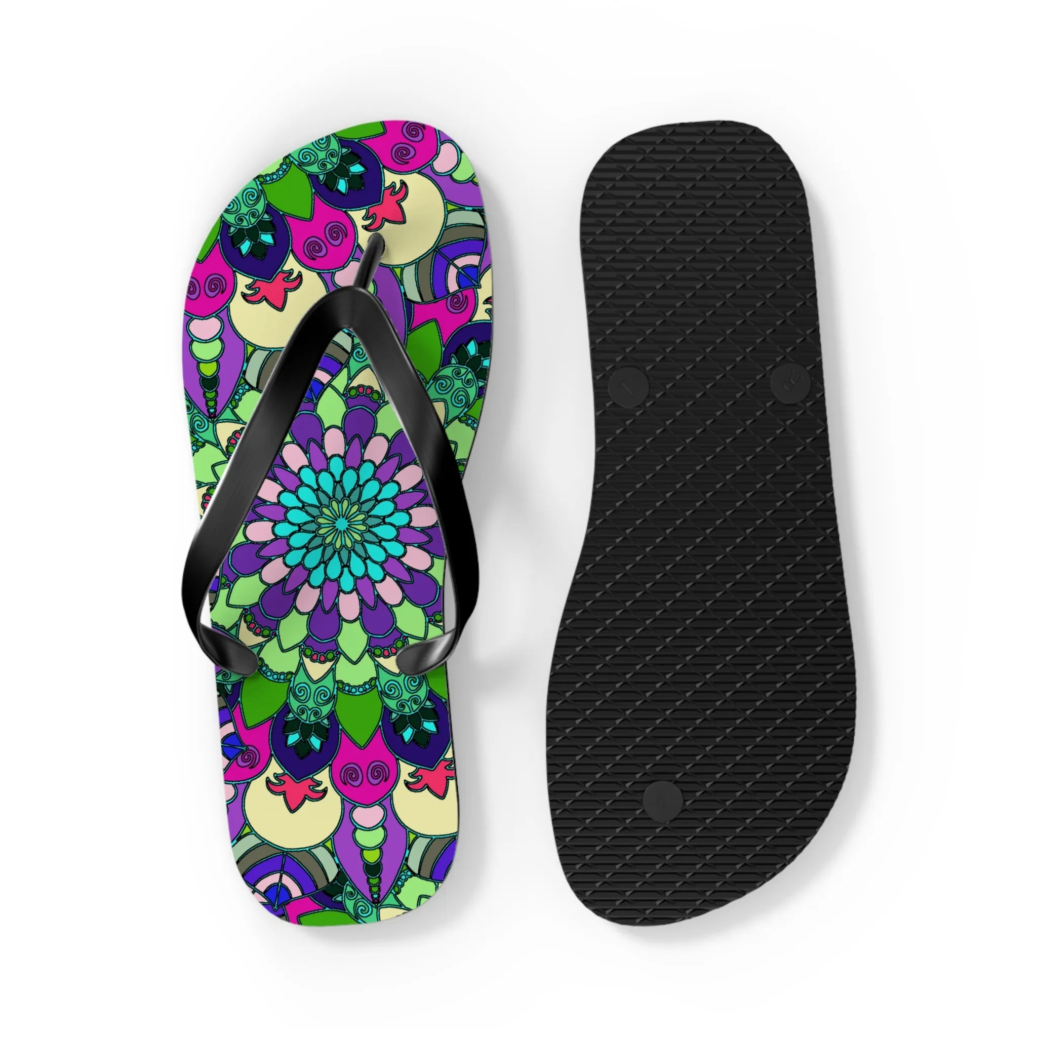 Vibrant Mandala Flip Flops - Colorful & Stylish