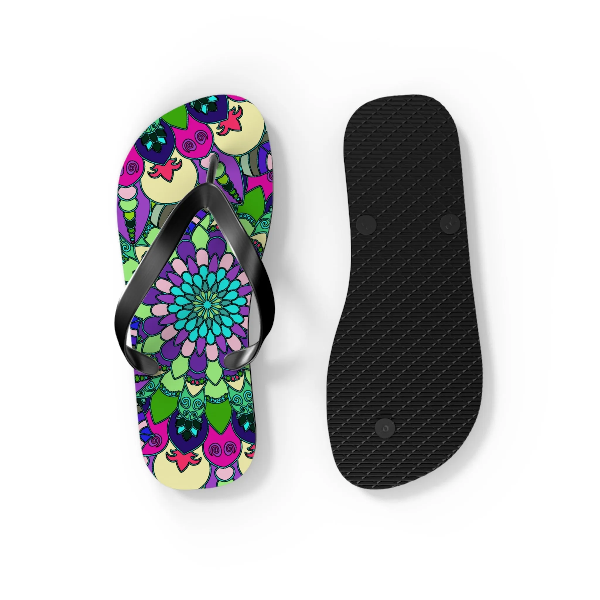 Vibrant Mandala Flip Flops - Colorful & Stylish