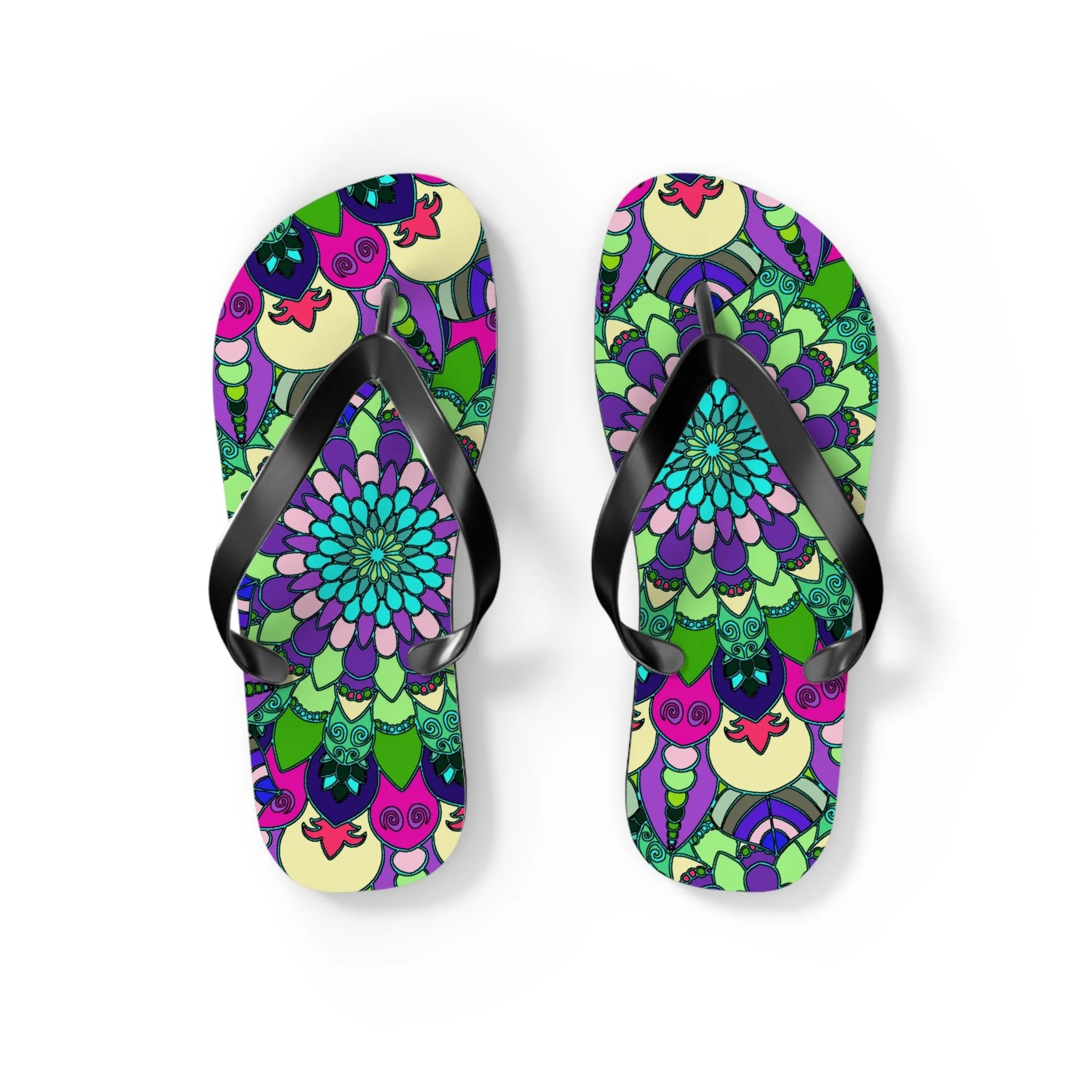 Vibrant Mandala Flip Flops - Colorful & Stylish