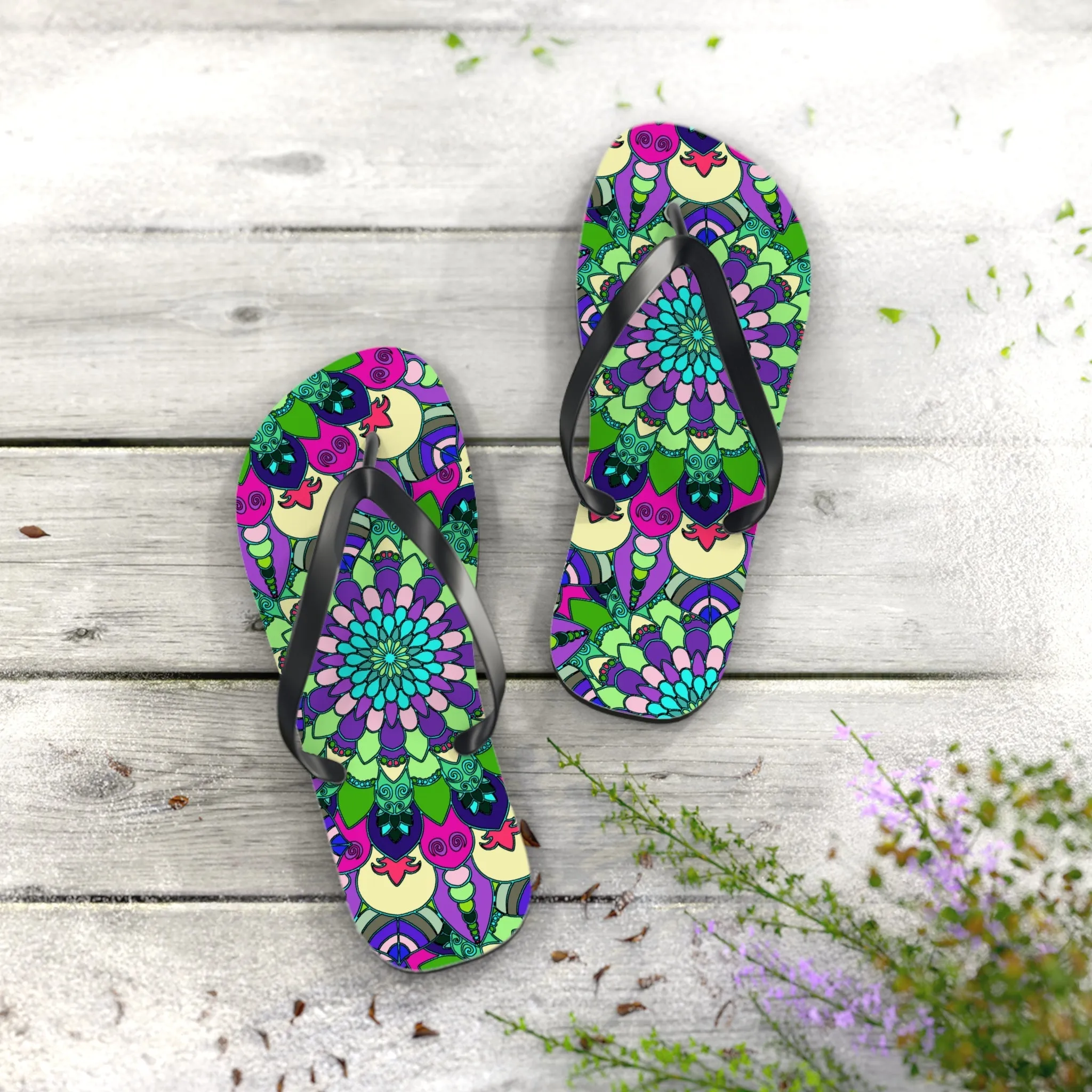 Vibrant Mandala Flip Flops - Colorful & Stylish