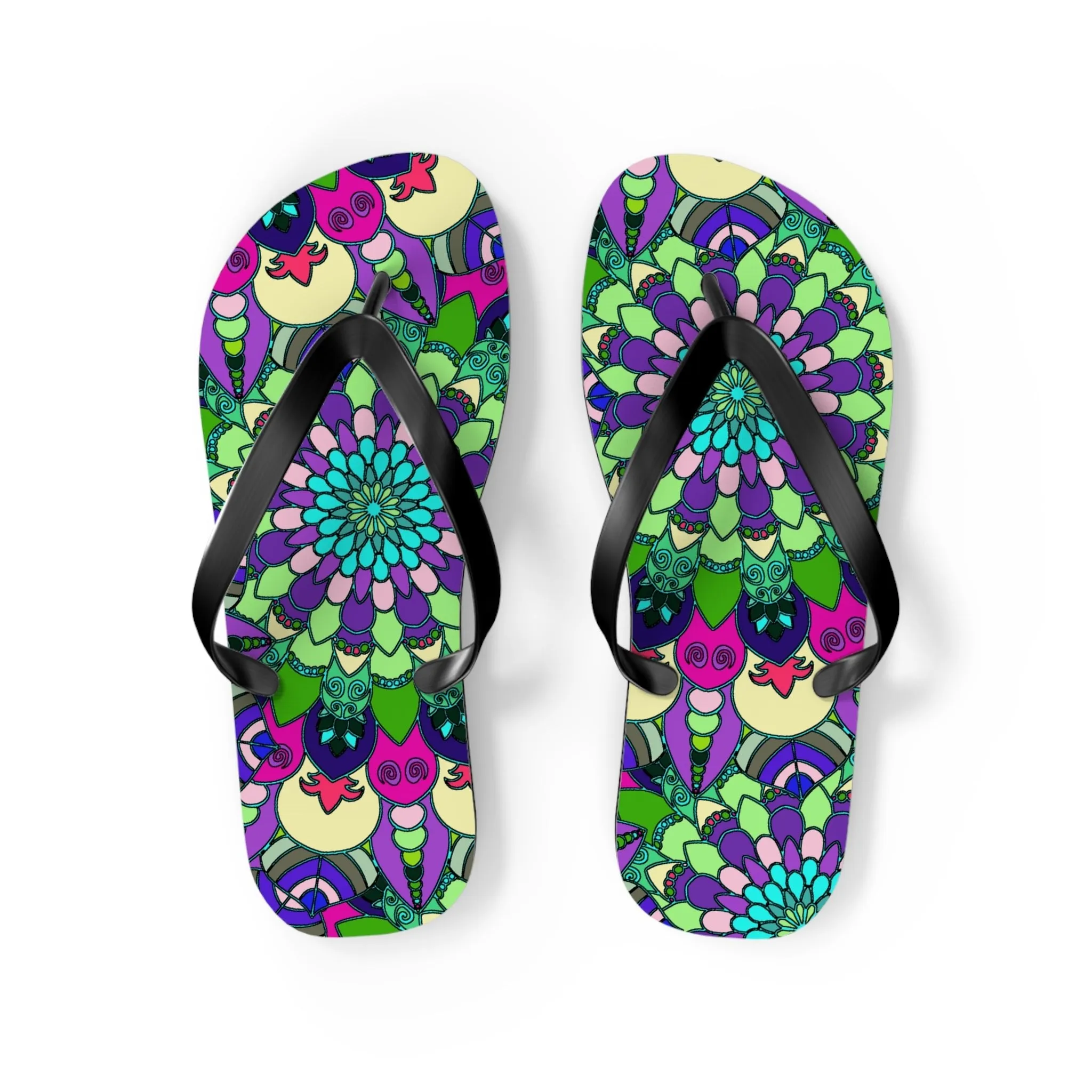 Vibrant Mandala Flip Flops - Colorful & Stylish