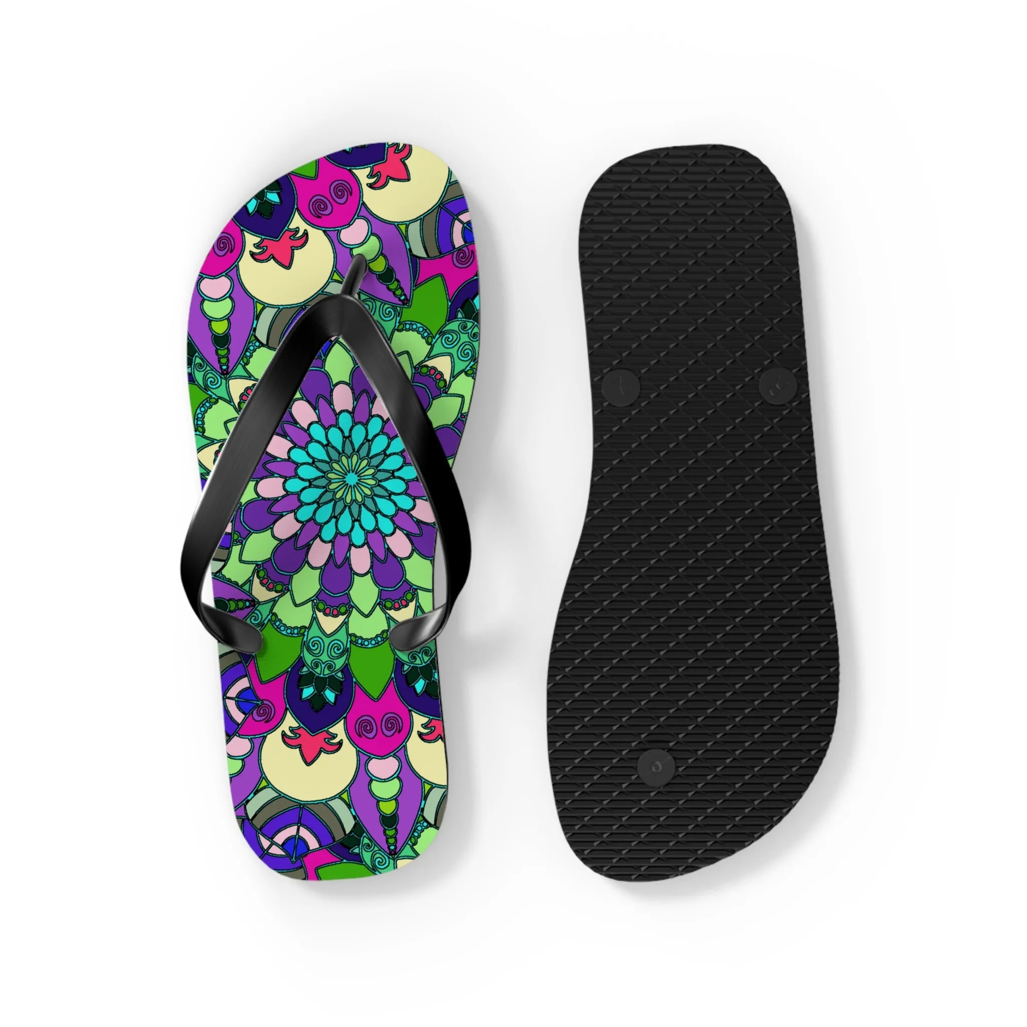 Vibrant Mandala Flip Flops - Colorful & Stylish
