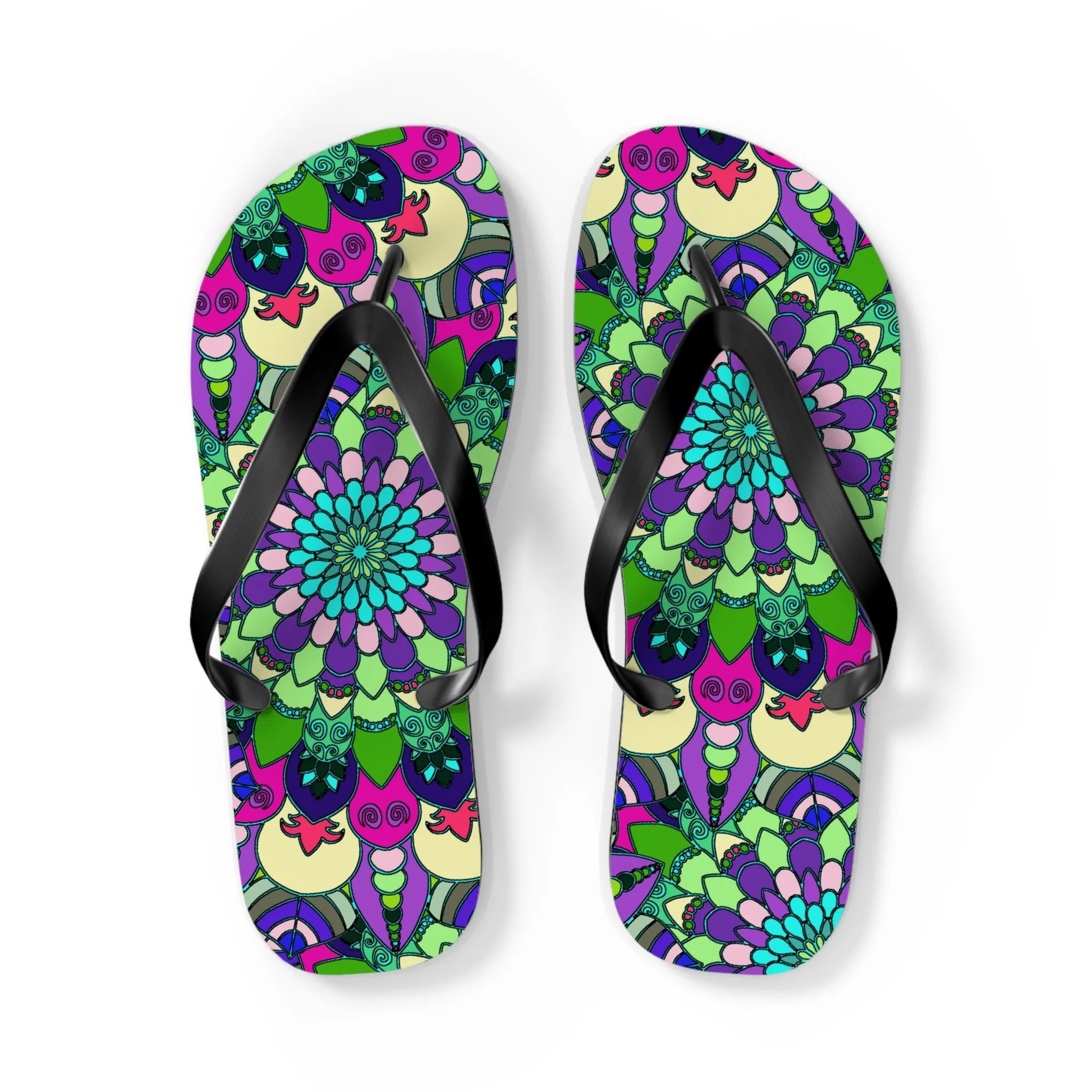 Vibrant Mandala Flip Flops - Colorful & Stylish