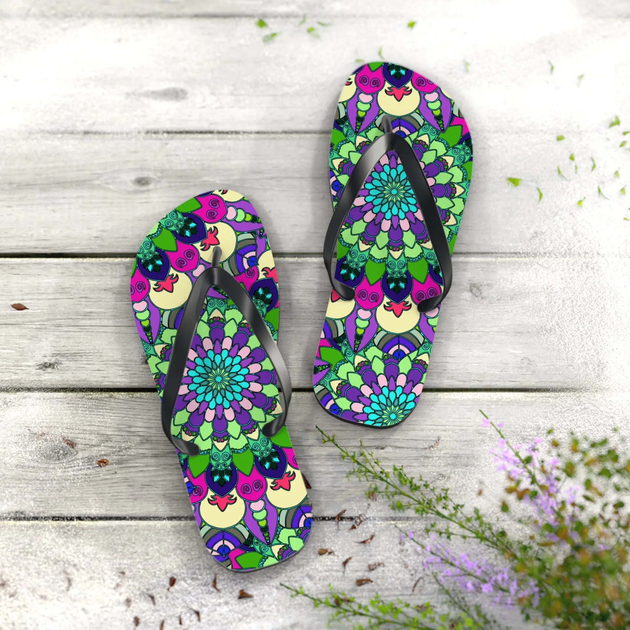 Vibrant Mandala Flip Flops - Colorful & Stylish