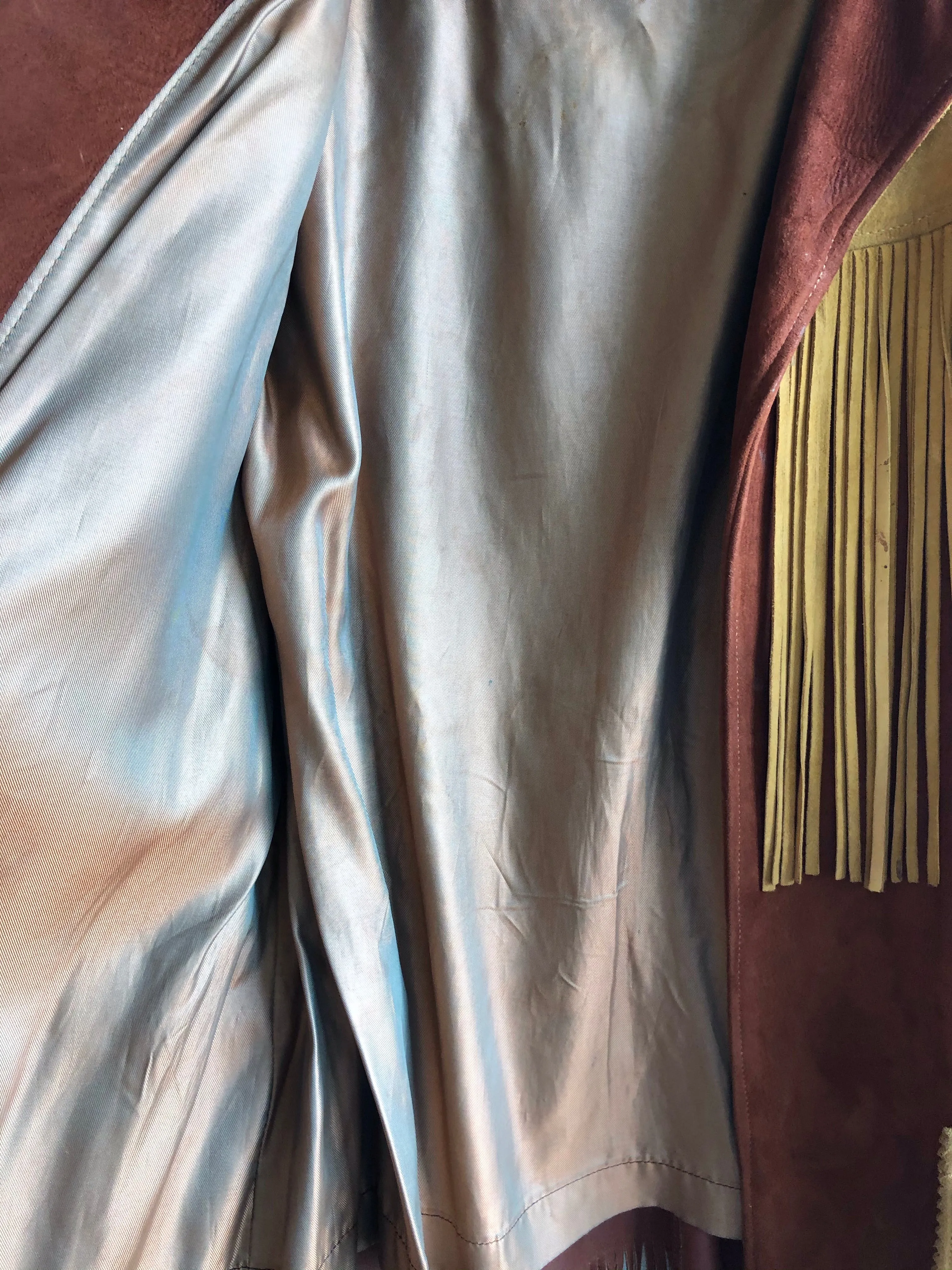 Vintage 1950s Tregos Two-Tone Belted Fringe Jacket