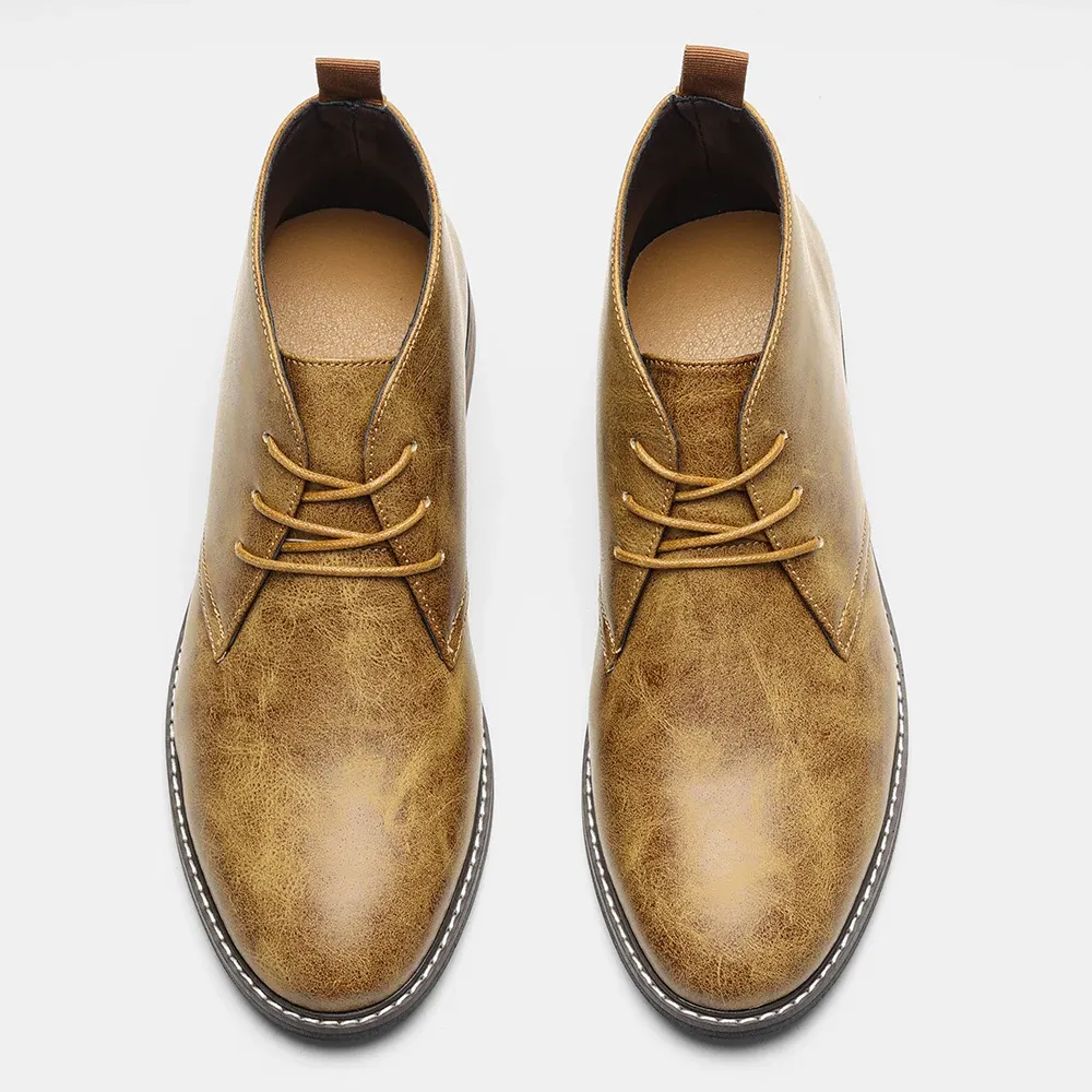 Vissman - Trendy Heren Boots van Leer met Vetersluiting, Comfortabel en Duurzaam
