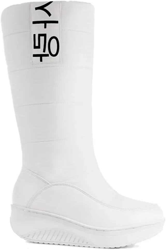 VOKLIN Women's Fashion Waterproof Rain Snow Boots Mid Wide Calf Winter Warm Fur Lined Cold Weather Snow Boot