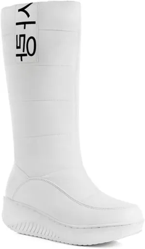 VOKLIN Women's Fashion Waterproof Rain Snow Boots Mid Wide Calf Winter Warm Fur Lined Cold Weather Snow Boot