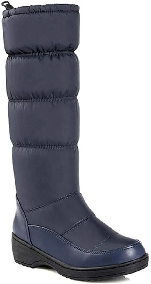 VOKLIN Women's Winter Mid Calf Snow Boots Waterproof Rain Fur Lined Elastic Platform Cold Weather Snow Boot