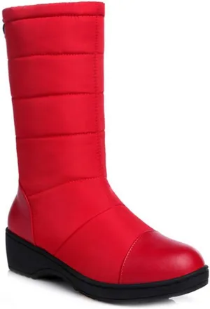 VOKLIN Women's Winter Mid Calf Snow Boots Waterproof Rain Fur Lined Elastic Platform Cold Weather Snow Boot