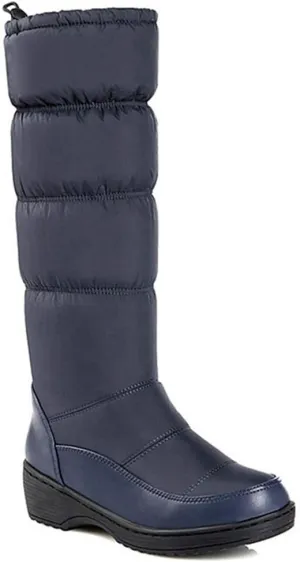 VOKLIN Women's Winter Mid Calf Snow Boots Waterproof Rain Fur Lined Elastic Platform Cold Weather Snow Boot