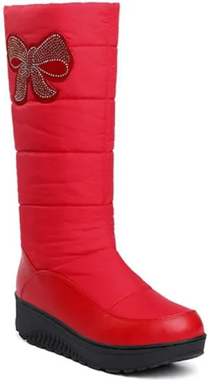 VOKLIN Women's Winter Mid Wide Calf Snow Boots Waterproof Rain Warm Fur Lined Fashion Cold Weather Snow Boot