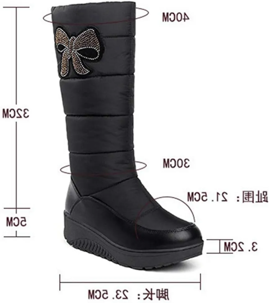VOKLIN Women's Winter Mid Wide Calf Snow Boots Waterproof Rain Warm Fur Lined Fashion Cold Weather Snow Boot