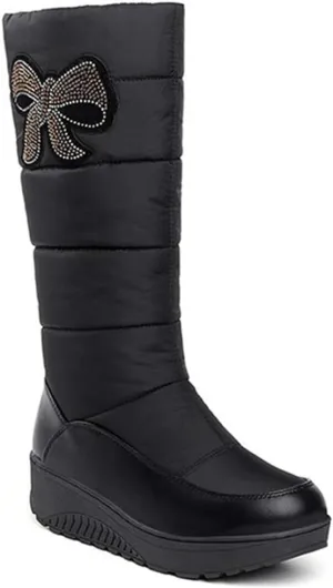 VOKLIN Women's Winter Mid Wide Calf Snow Boots Waterproof Rain Warm Fur Lined Fashion Cold Weather Snow Boot