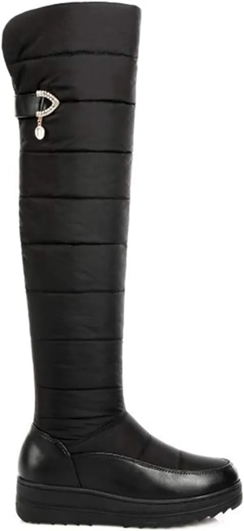 VOKLIN Women's Winter Over The Knee Thigh High Snow Boots Waterproof Rain Fur Lined Warm Wide Calf Snow Boot