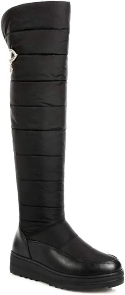 VOKLIN Women's Winter Over The Knee Thigh High Snow Boots Waterproof Rain Fur Lined Warm Wide Calf Snow Boot