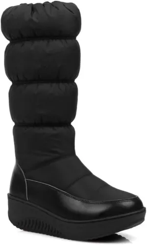 VOKLIN Women's Winter Waterproof Rain Snow Boots Mid Calf Platform Zipper Fur Lined Cold Weather Snow Boot