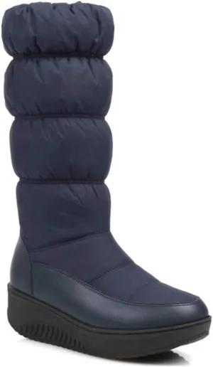 VOKLIN Women's Winter Waterproof Rain Snow Boots Mid Calf Platform Zipper Fur Lined Cold Weather Snow Boot