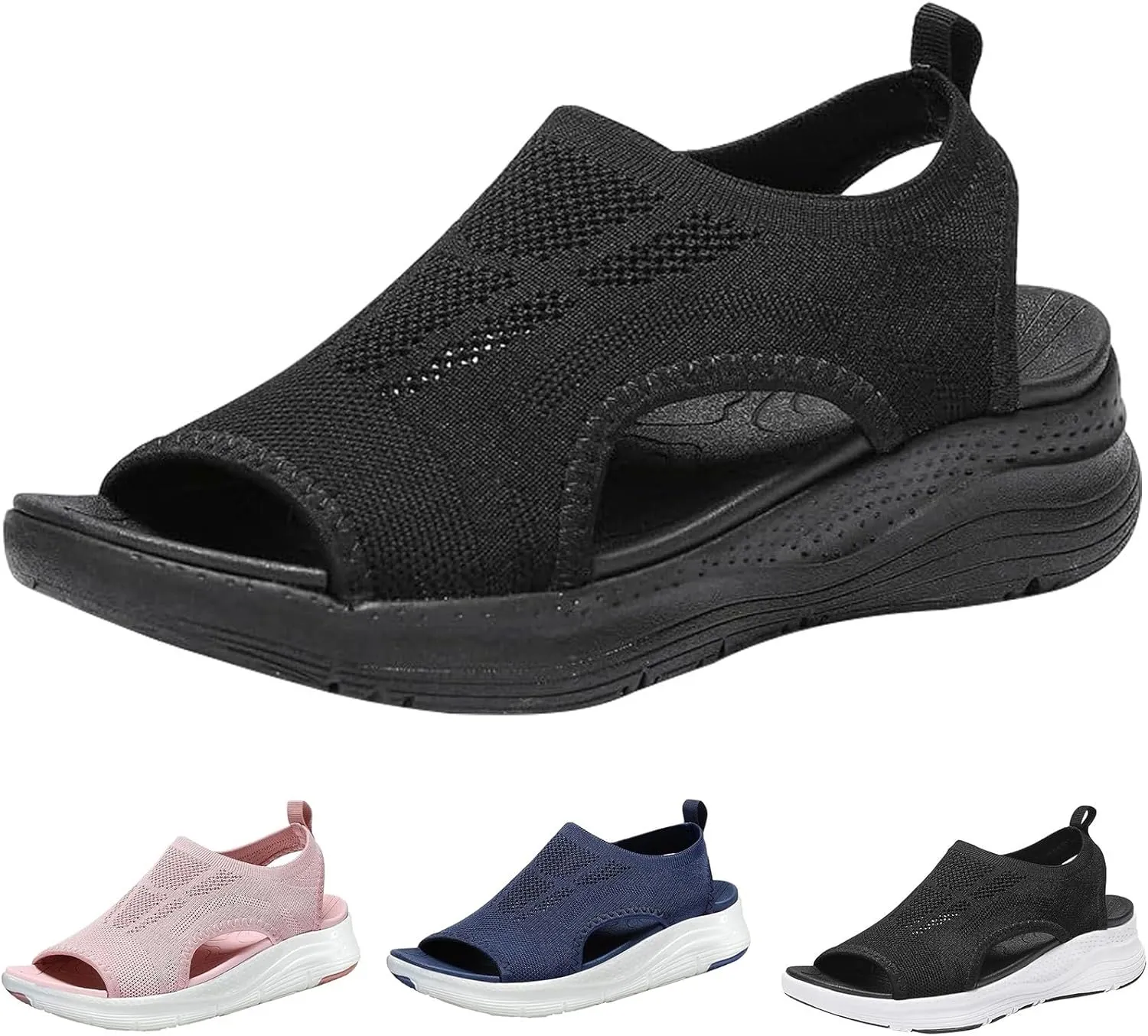 Walking Sandals for Women Platform Wedge with Arch Support Orthotic Comfortable Plantar Fasciitis Sandal Non-slip Casual Open Toe Sport Slip-Ons for Athletic Summer Beach Outdoor