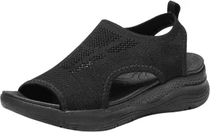 Walking Sandals for Women Platform Wedge with Arch Support Orthotic Comfortable Plantar Fasciitis Sandal Non-slip Casual Open Toe Sport Slip-Ons for Athletic Summer Beach Outdoor