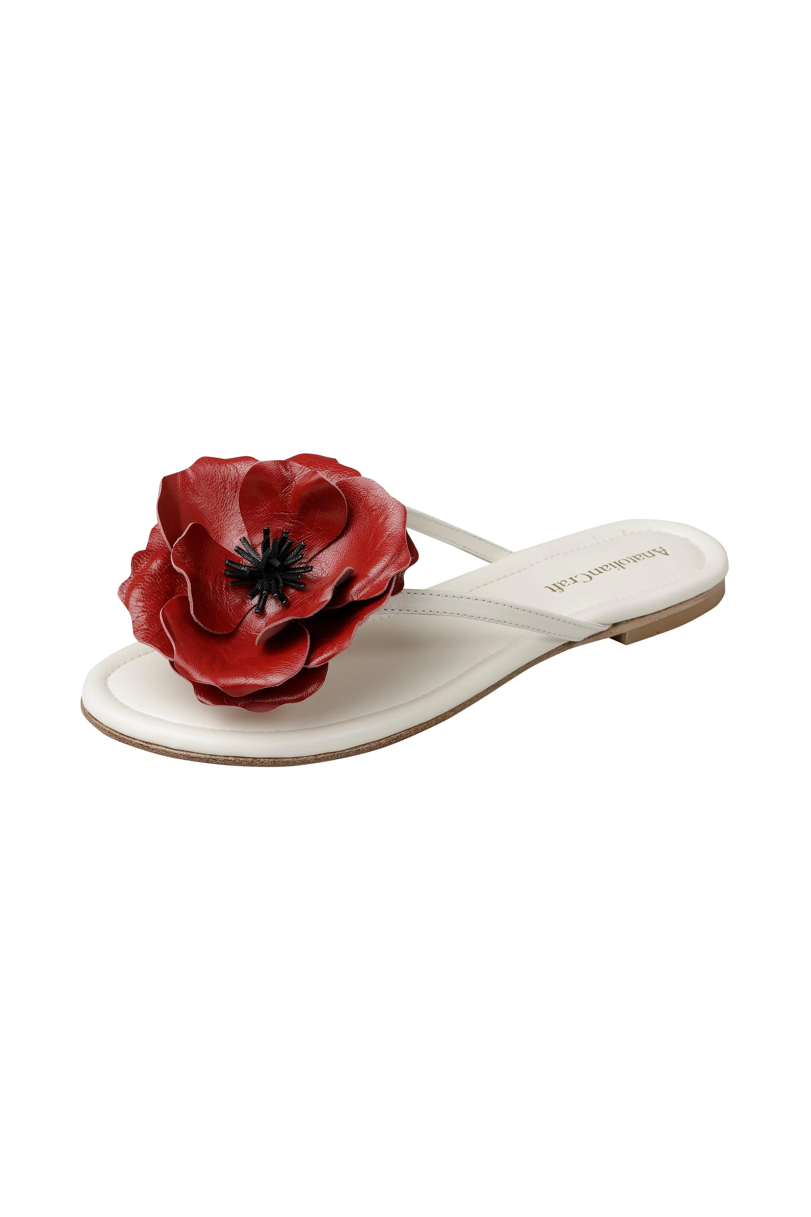 Whispering Poppies - Leather Flip Flops