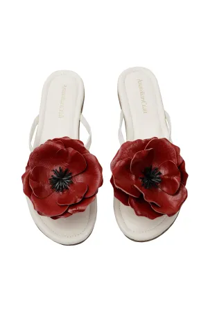 Whispering Poppies - Leather Flip Flops