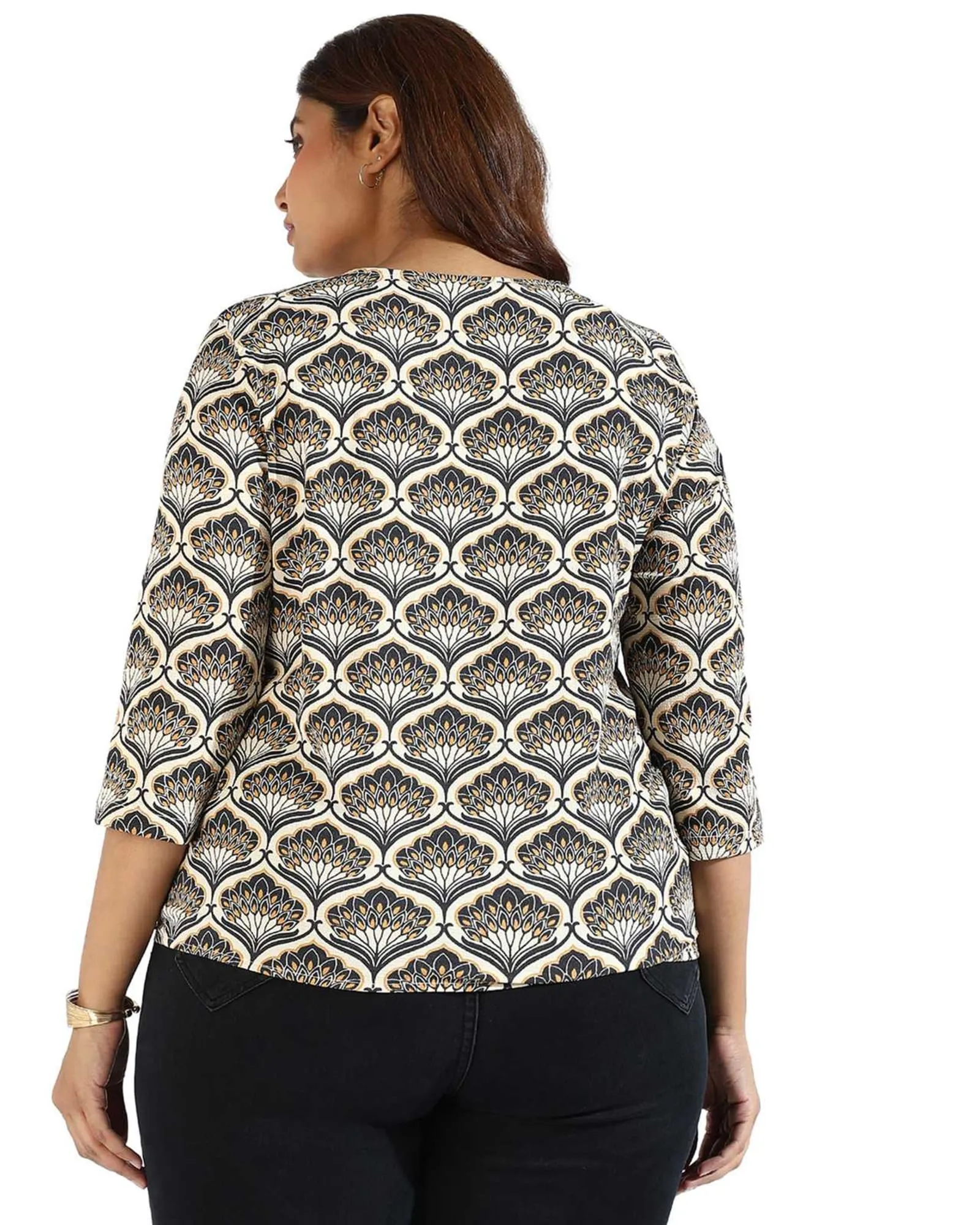 Women Graphic Design Casual Top | Brown