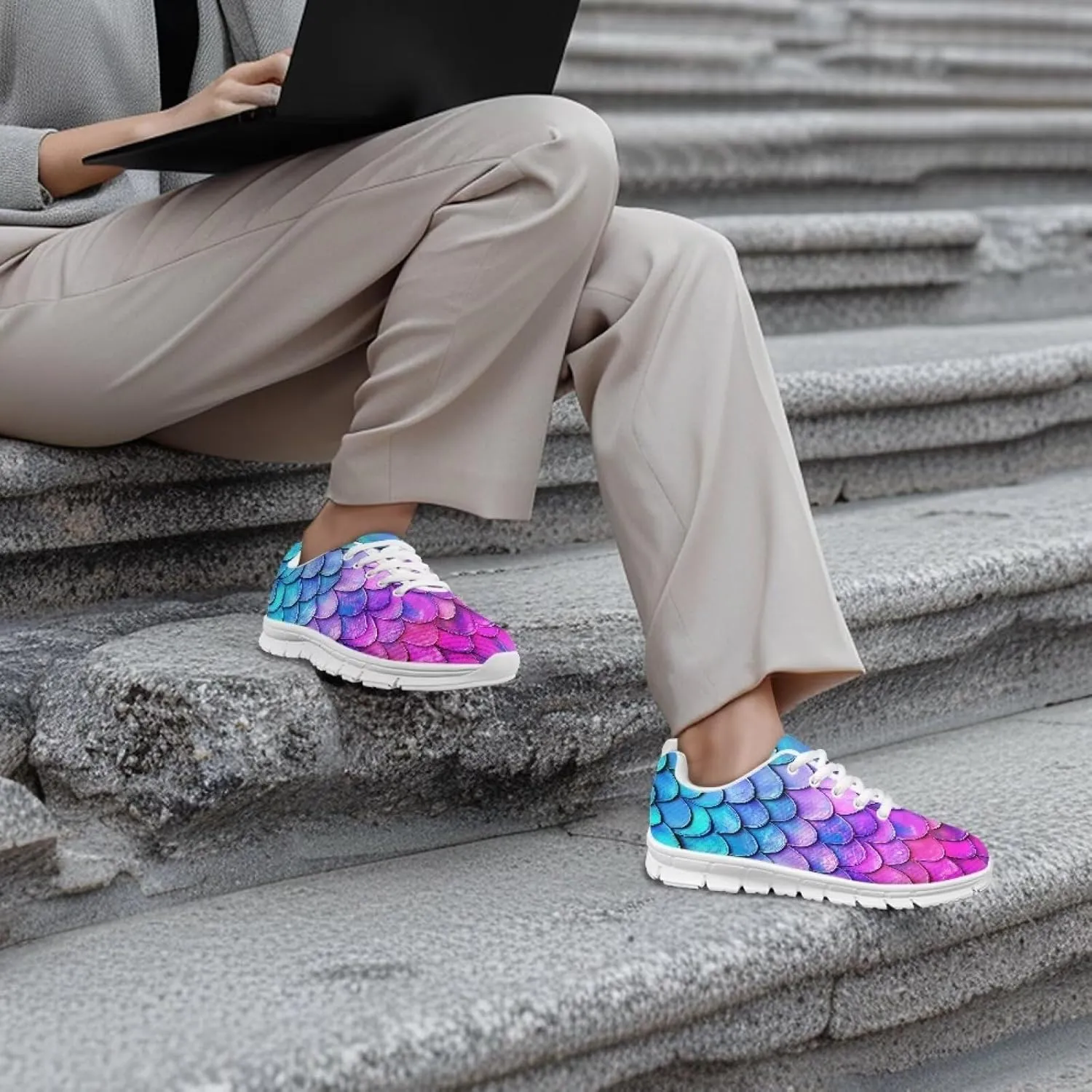 Women Non-Slip Running Shoes Casual Lightweight Workout Shoes Lace-Up Exercise Shoes Breathable Walking Shoes Athletic Sneakers US 5-12