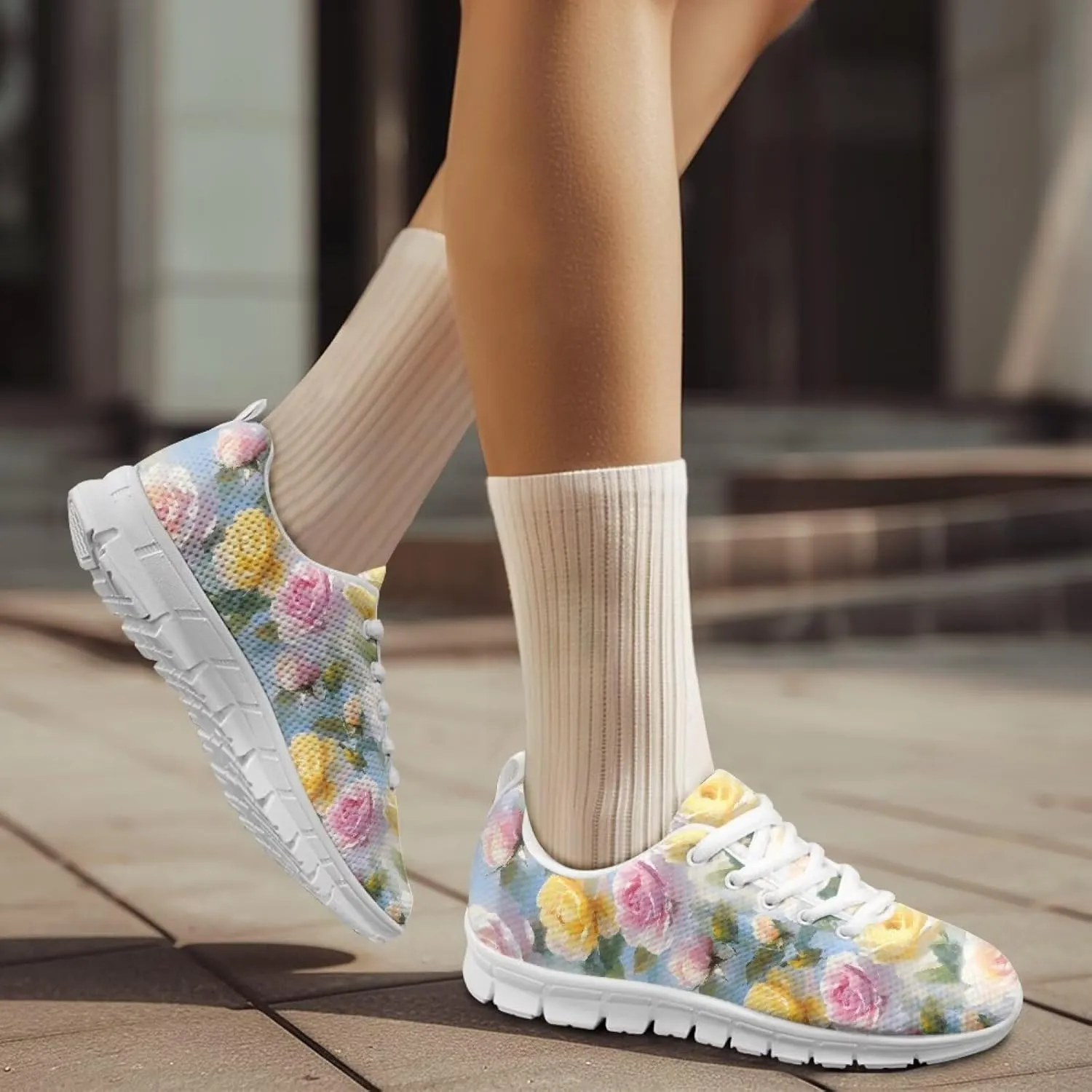 Women Non-Slip Tennis Shoes Lightweight Walking Shoes Workout Running Shoes Casual Lace-Up Exercise Shoes Athletic Sneakers US 5-12