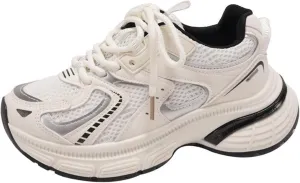 Women's Casual Sneakers - Ultra Soft Chunky Dad Shoes, Breathable Mesh Sneakers with Stylish Lace-up Design for Fashion and Comfort