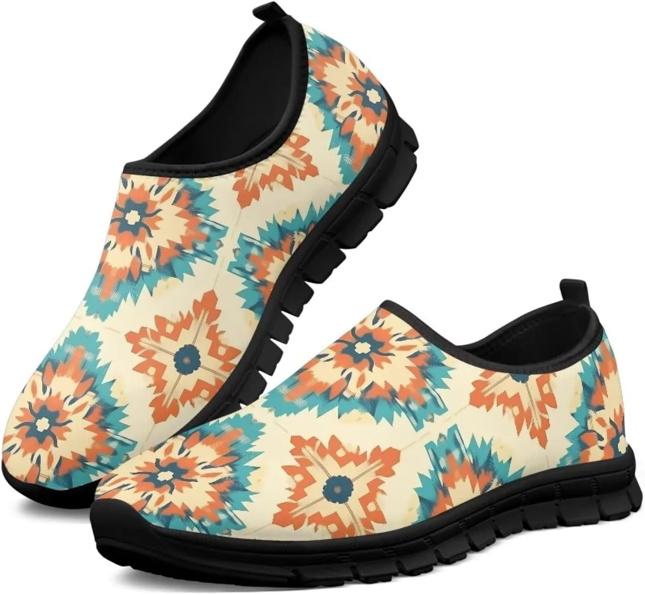 Women's Fashion Sneakers Slip On Walking Loafers Travel ShoesBlack Sole