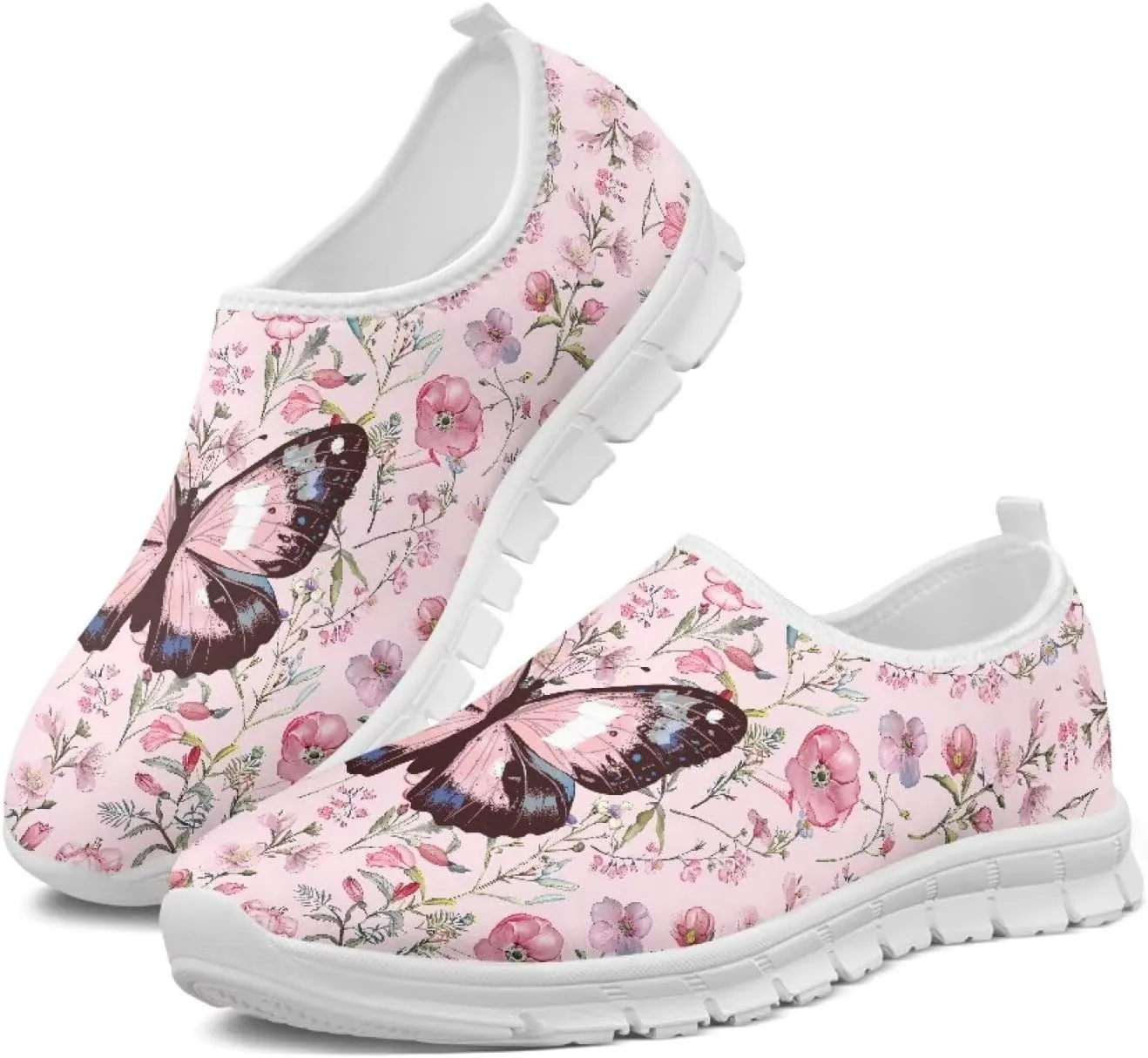 Women's Fashion Sneakers Slip On Walking Loafers Travel ShoesWhite Sole