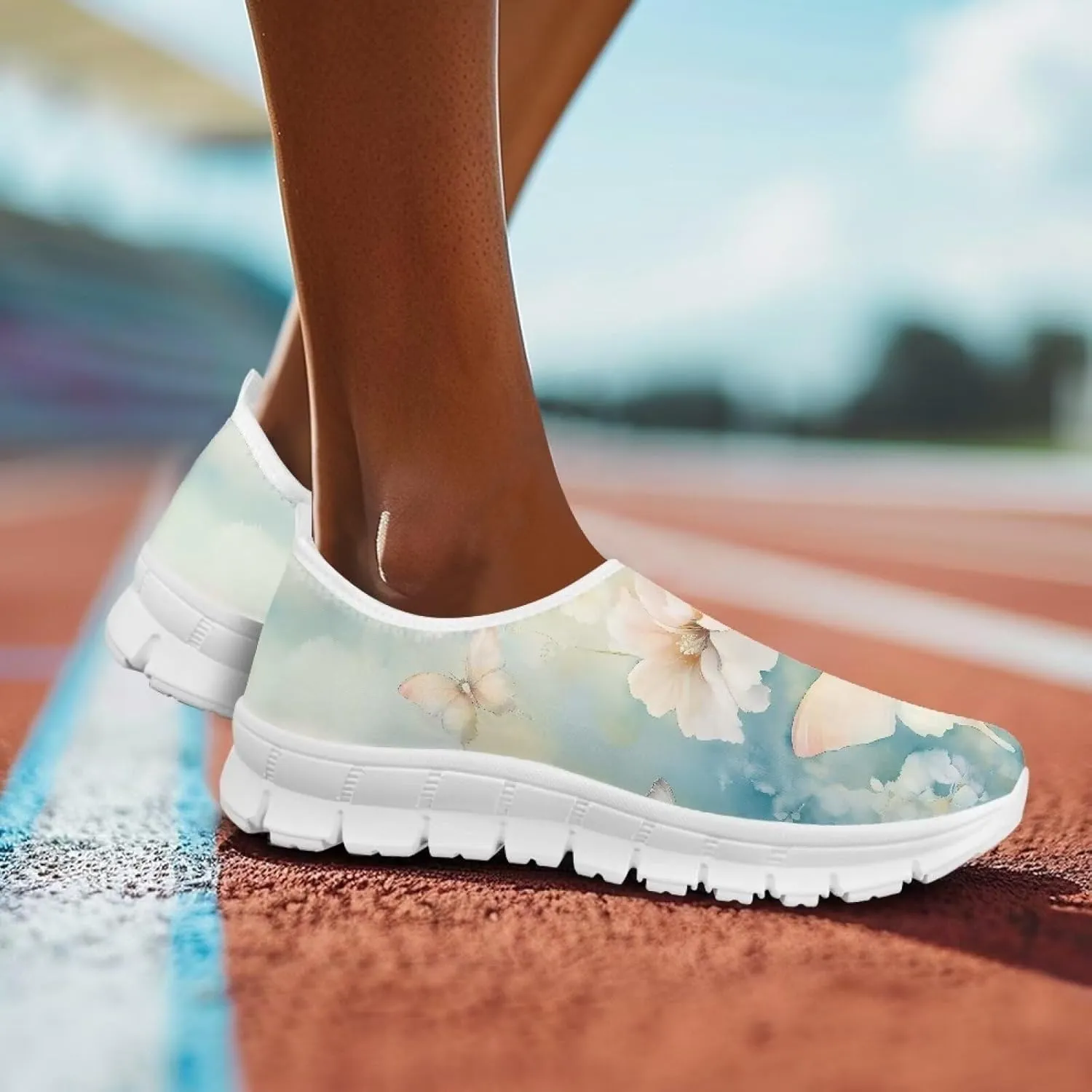 Women's Fashion Sneakers Slip On Walking Loafers Travel ShoesWhite Sole