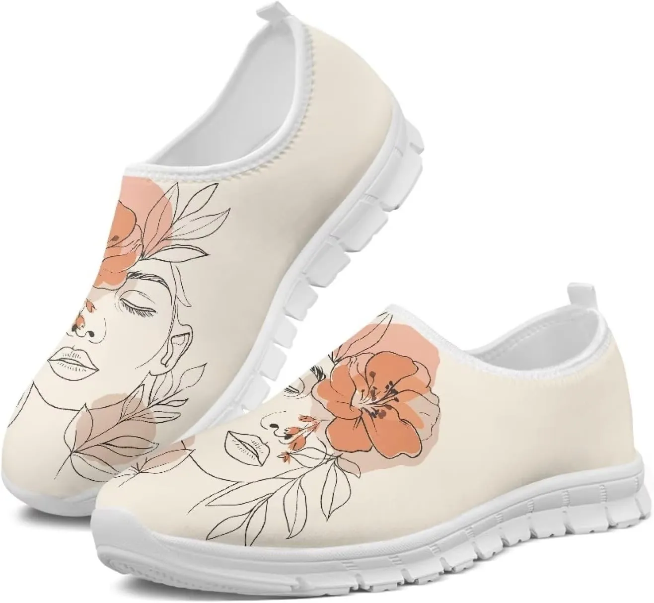Women's Fashion Sneakers Slip On Walking Loafers Travel ShoesWhite Sole