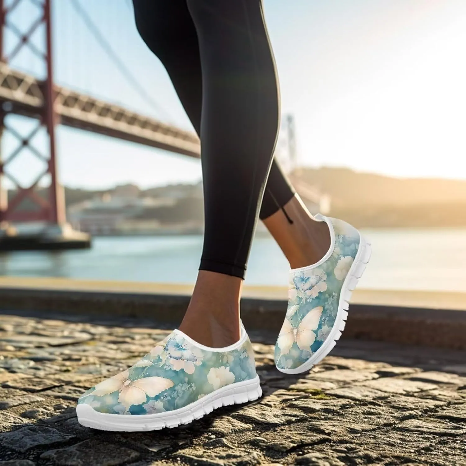 Women's Fashion Sneakers Slip On Walking Loafers Travel ShoesWhite Sole