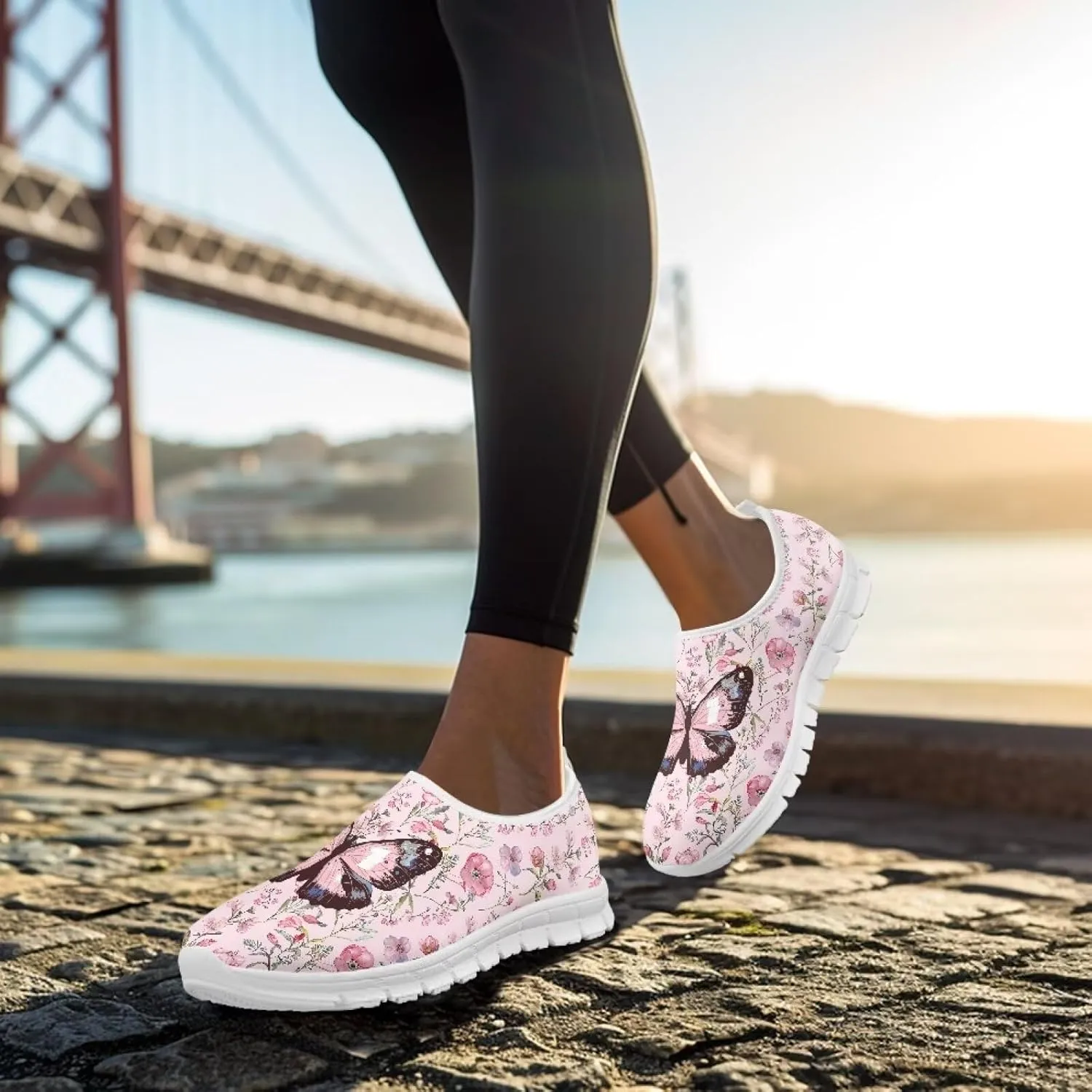 Women's Fashion Sneakers Slip On Walking Loafers Travel ShoesWhite Sole