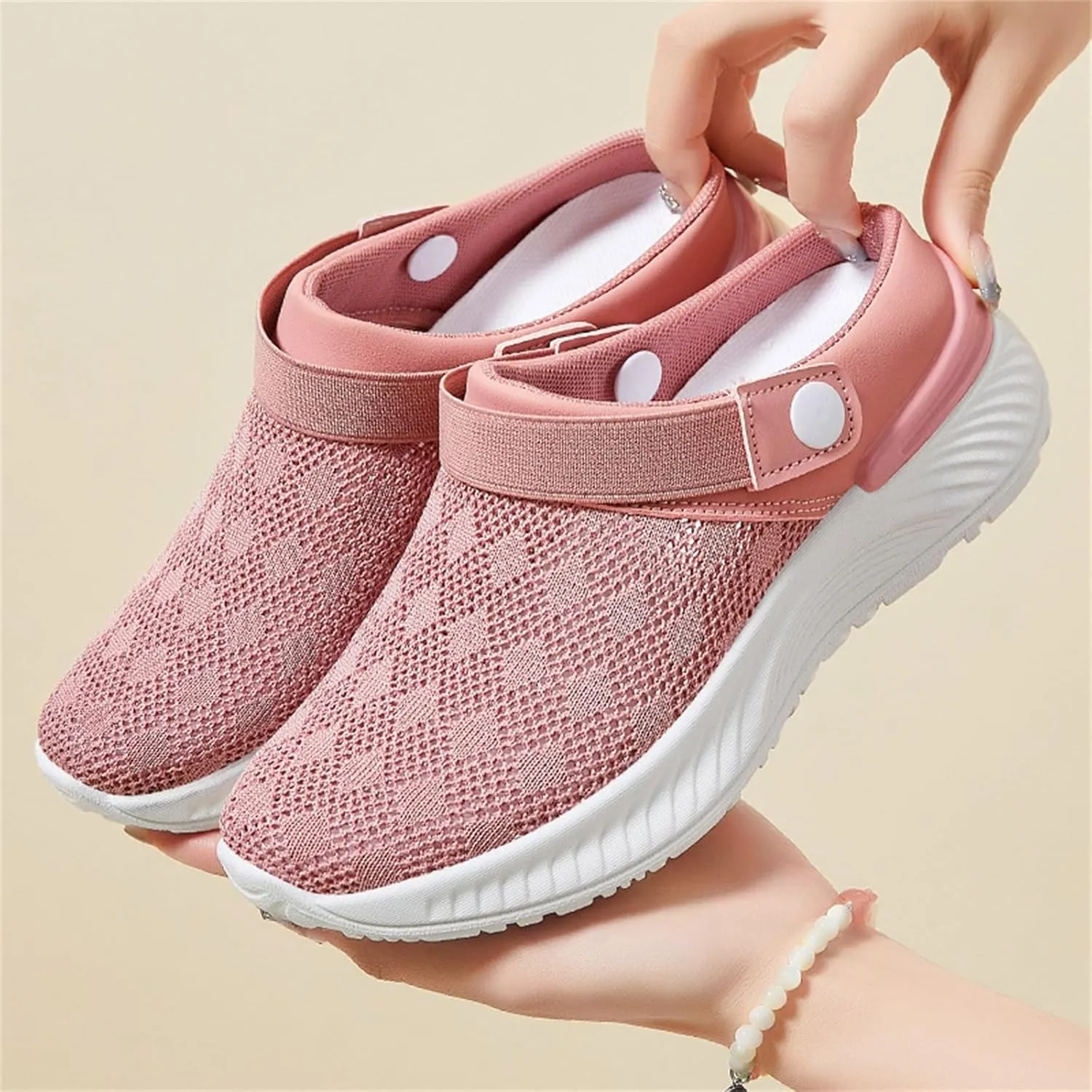 Women's Orthopedic Sandals Summer Breathable Mesh Hollow Out Walking Mules Casual Lightweight Closed Round Toe Slip On Outdoor Beach Shoes Fashion Quick Drying Water Shoes